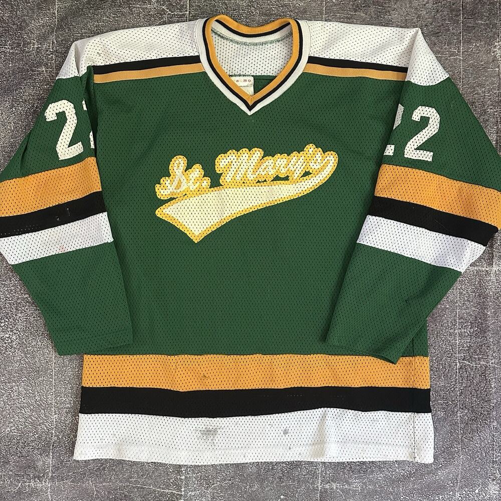 Men's Vintage 70s Cooper St Marys Knights Game Worn Used Ice Hockey Jersey Sz XL